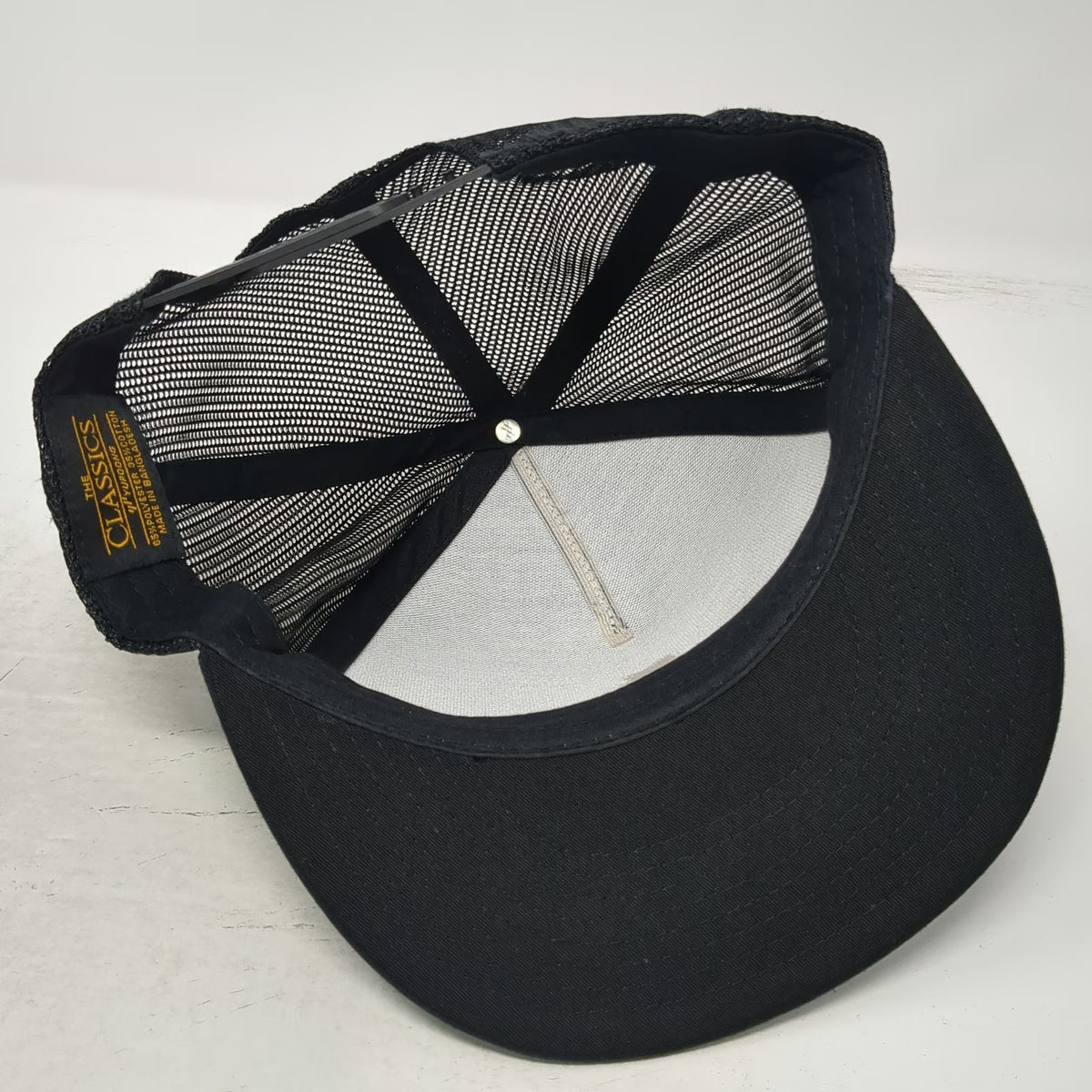 Yupoong Trucker Hat Black White One Size Apple Logo Mesh Snapback Embroidered