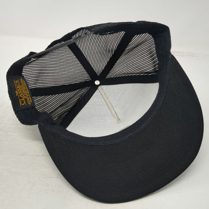 Yupoong Trucker Hat Black White One Size Apple Logo Mesh Snapback Embroidered