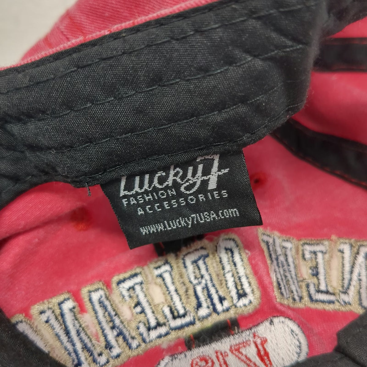 Lucky 7 Baseball Cap Red OSFM New Orleans Louisiana 1718 Strapback Cotton Hat
