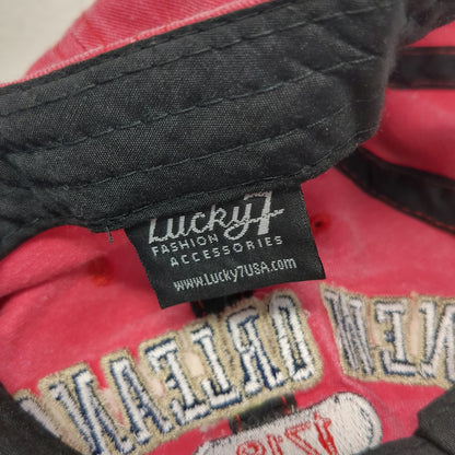 Lucky 7 Baseball Cap Red OSFM New Orleans Louisiana 1718 Strapback Cotton Hat