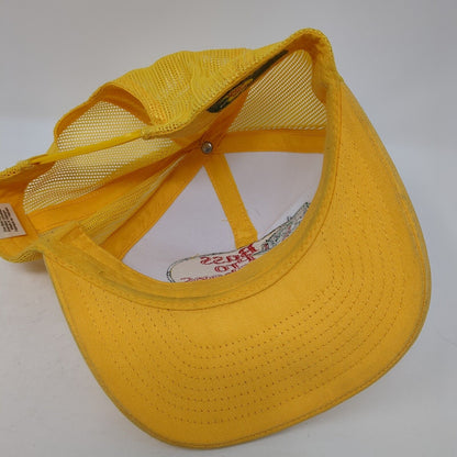 Bass Pro Shops Snapback Trucker Hat Yellow OS Adjustable Mesh Back Gone Fishing