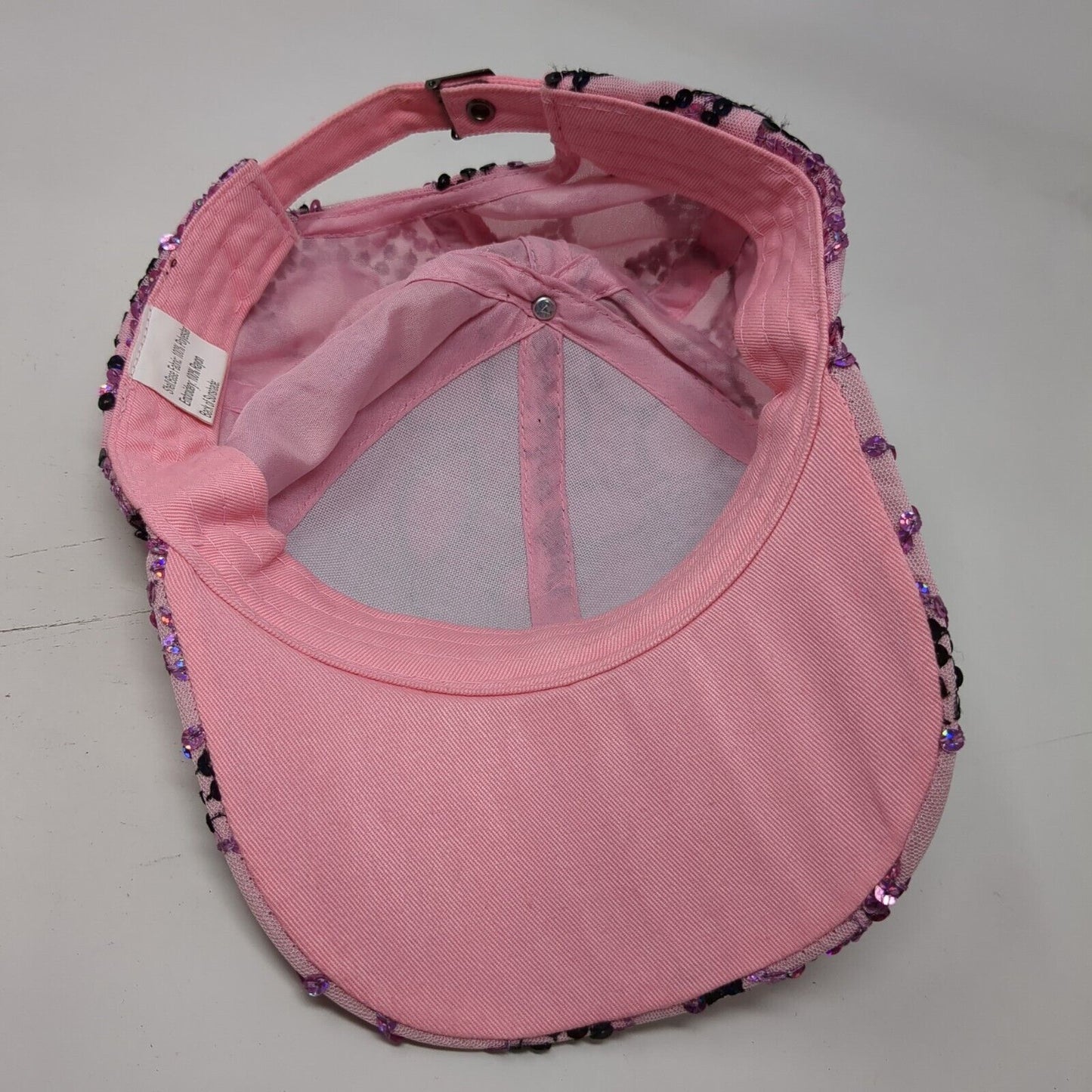 Sequin Slideback Hat Pink One Size Adjustable Lightweight 6 Panel Blank