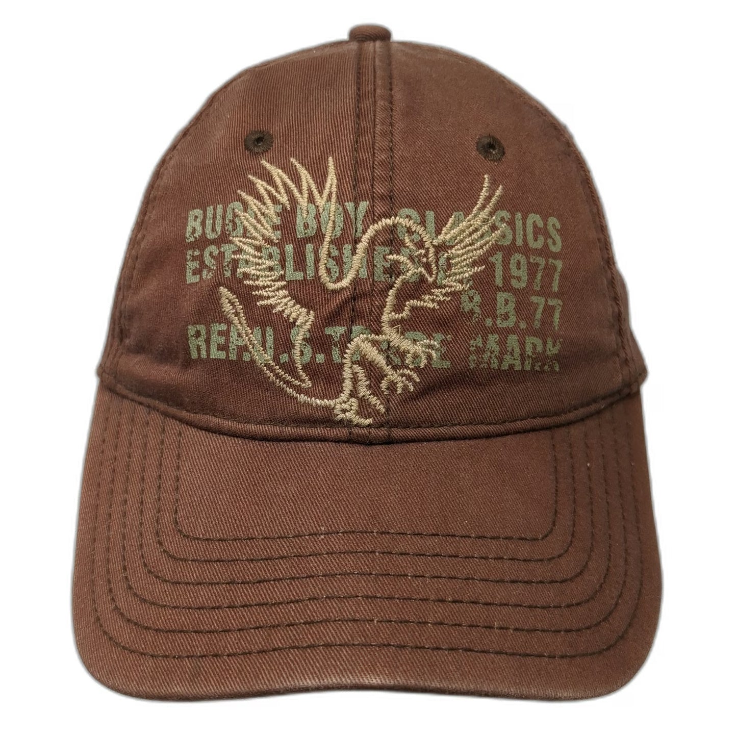 Bugle Boy Baseball Cap Brown One Size Cotton Embroidered Eagle Graphic hat