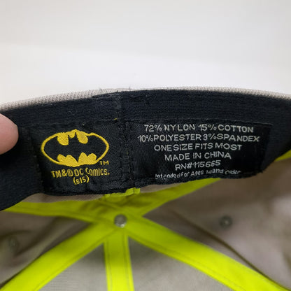 Batman Gray Yellow Baseball Cap One Size Flat Brim Stretch Fit Logo Hat