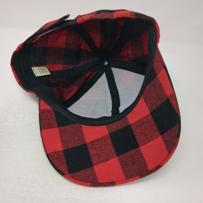 Ashley Stewart Baseball Cap Red Black Plaid One Size Studded Rhinestones Hat