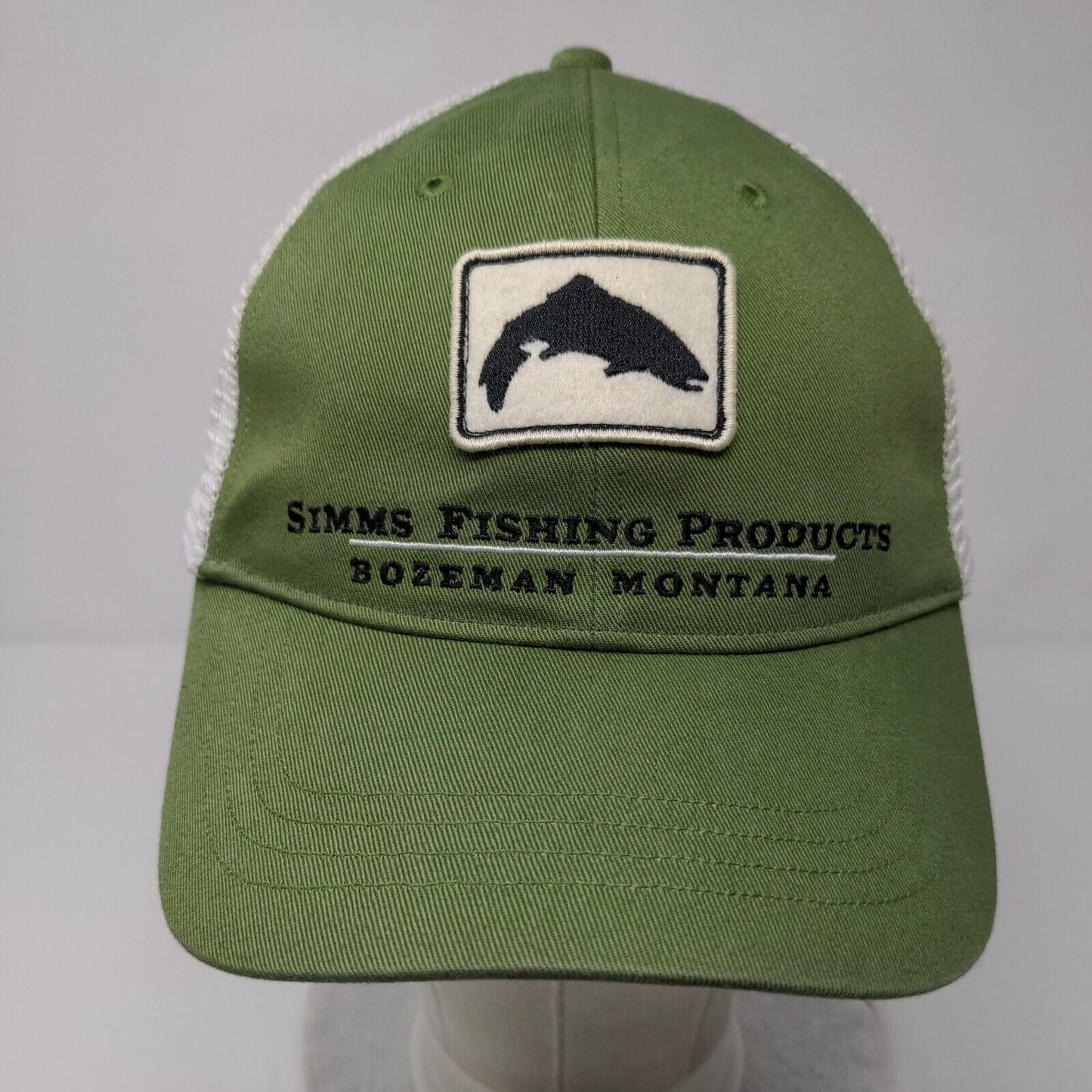 Simms Fishing Products Bozeman Montana Snapback Trucker Hat Green OSFA Mesh Back