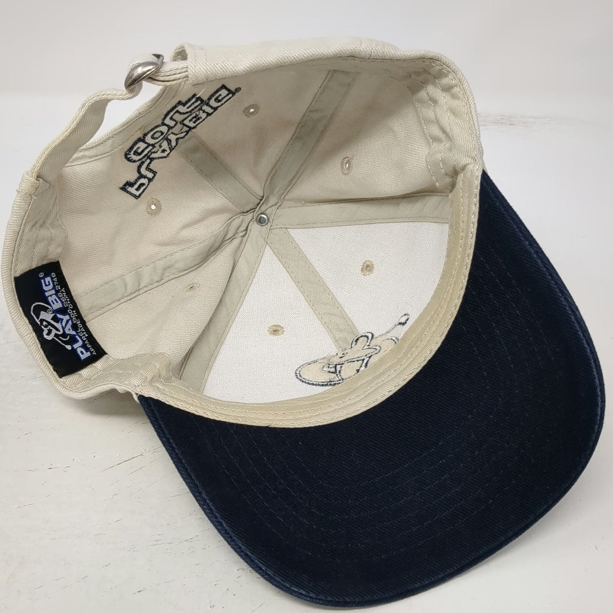 Play Big Golf Logo Beige Blue One Size Baseball Cap Hat Slideback Embroidered