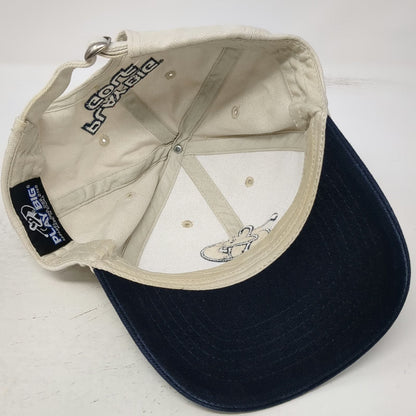 Play Big Golf Logo Beige Blue One Size Baseball Cap Hat Slideback Embroidered