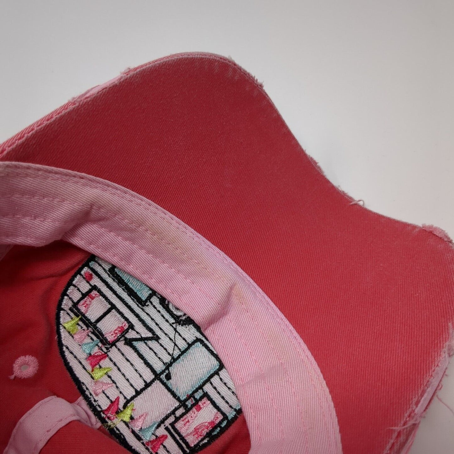 Happy Camper Slideback Hat Red OS Adjustable Embroidered Distressed KB ETHOS