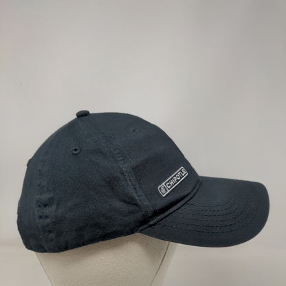 Chipotle Strapback Hat Black OSFM Adjustable Embroidered Solid 6 Panel