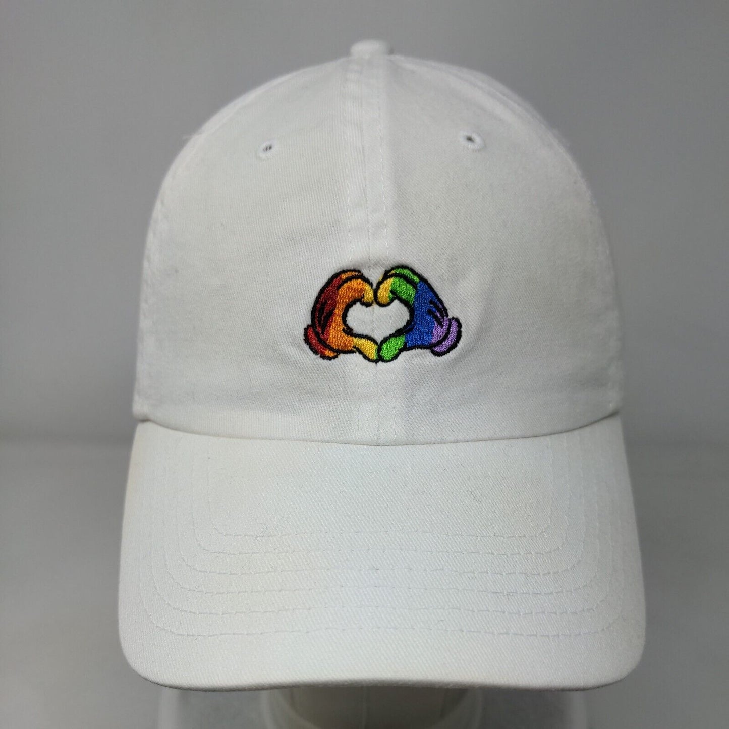 Rainbow Disney Pride Slideback Hat White One Size Adjustable Embroidered 6 Panel