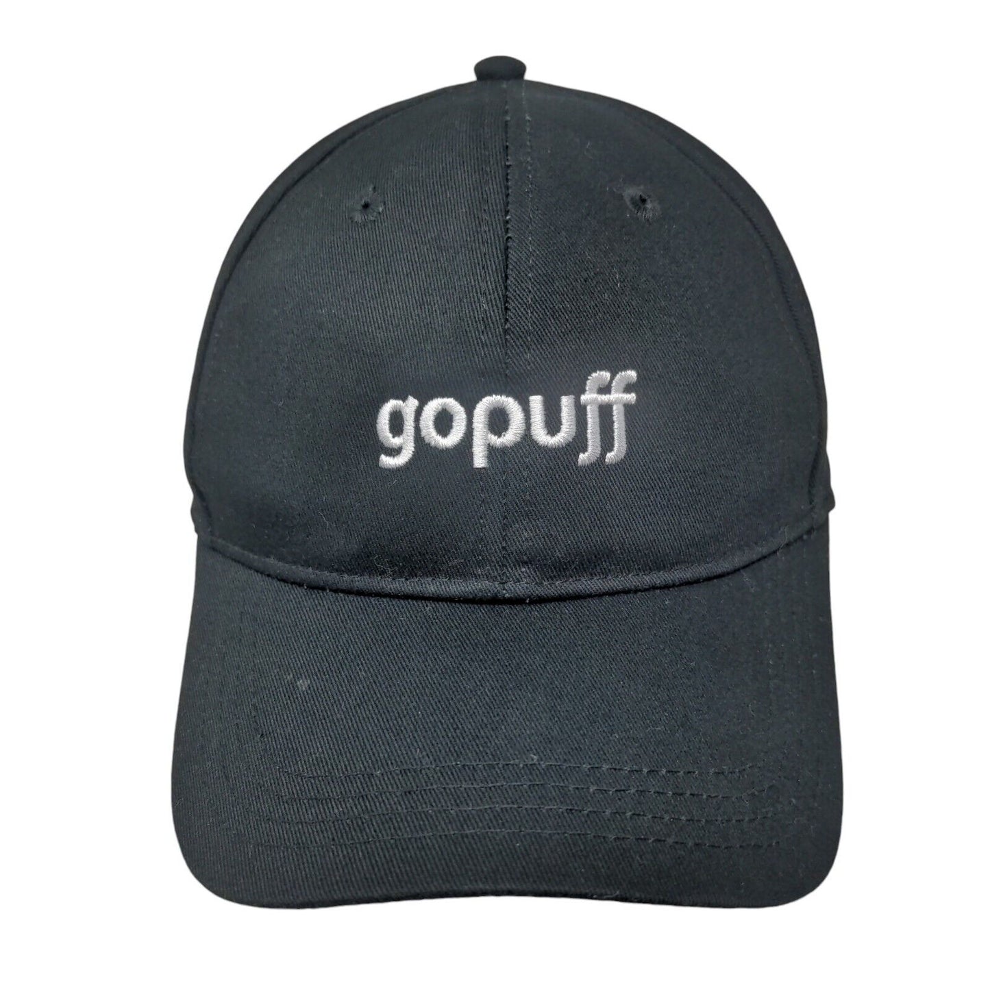Go Puff Slideback Hat Black One Size Adjustable Embroidered Vented Holes 6 Panel