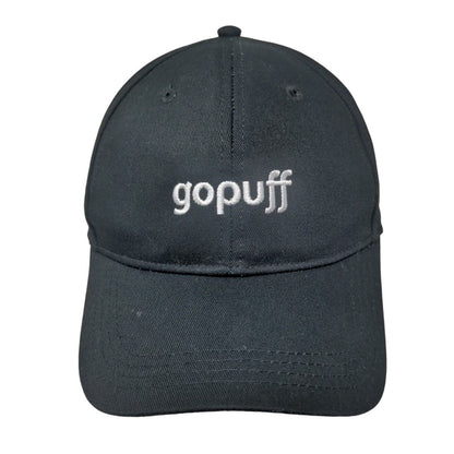 Go Puff Slideback Hat Black One Size Adjustable Embroidered Vented Holes 6 Panel