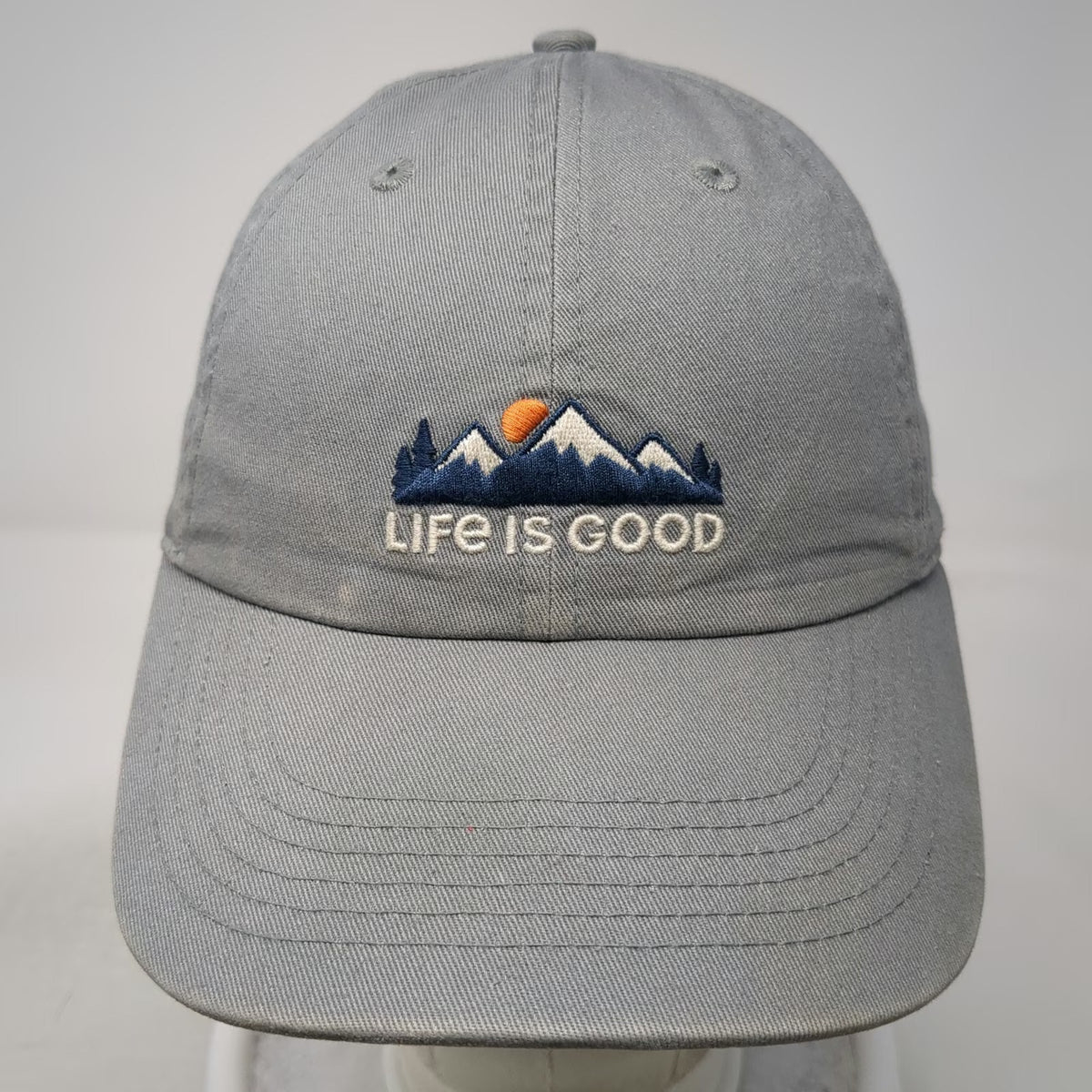 Life is Good Baseball Cap Gray One Size Mountain Embroidery Cotton Slideback Hat