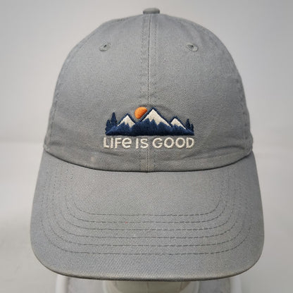 Life is Good Baseball Cap Gray One Size Mountain Embroidery Cotton Slideback Hat
