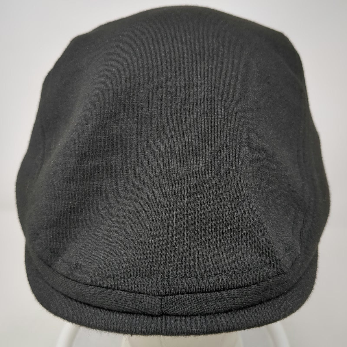 Black Newsboy Cap One Size Soft Jersey Fabric Elastic Back Flat Bill Plain Hat
