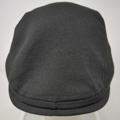 Black Newsboy Cap One Size Soft Jersey Fabric Elastic Back Flat Bill Plain Hat