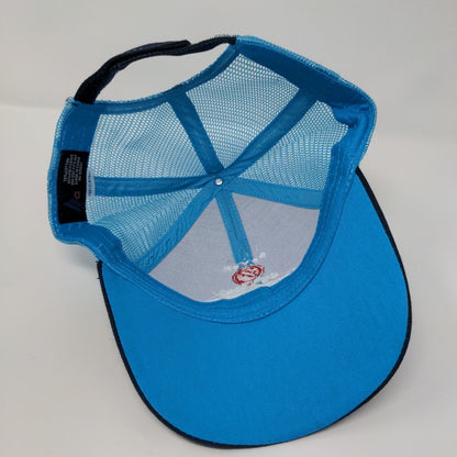 Seven Devils Whsikey Strapback Hat Blue OSFA Adjustable Embroidered Mesh Back