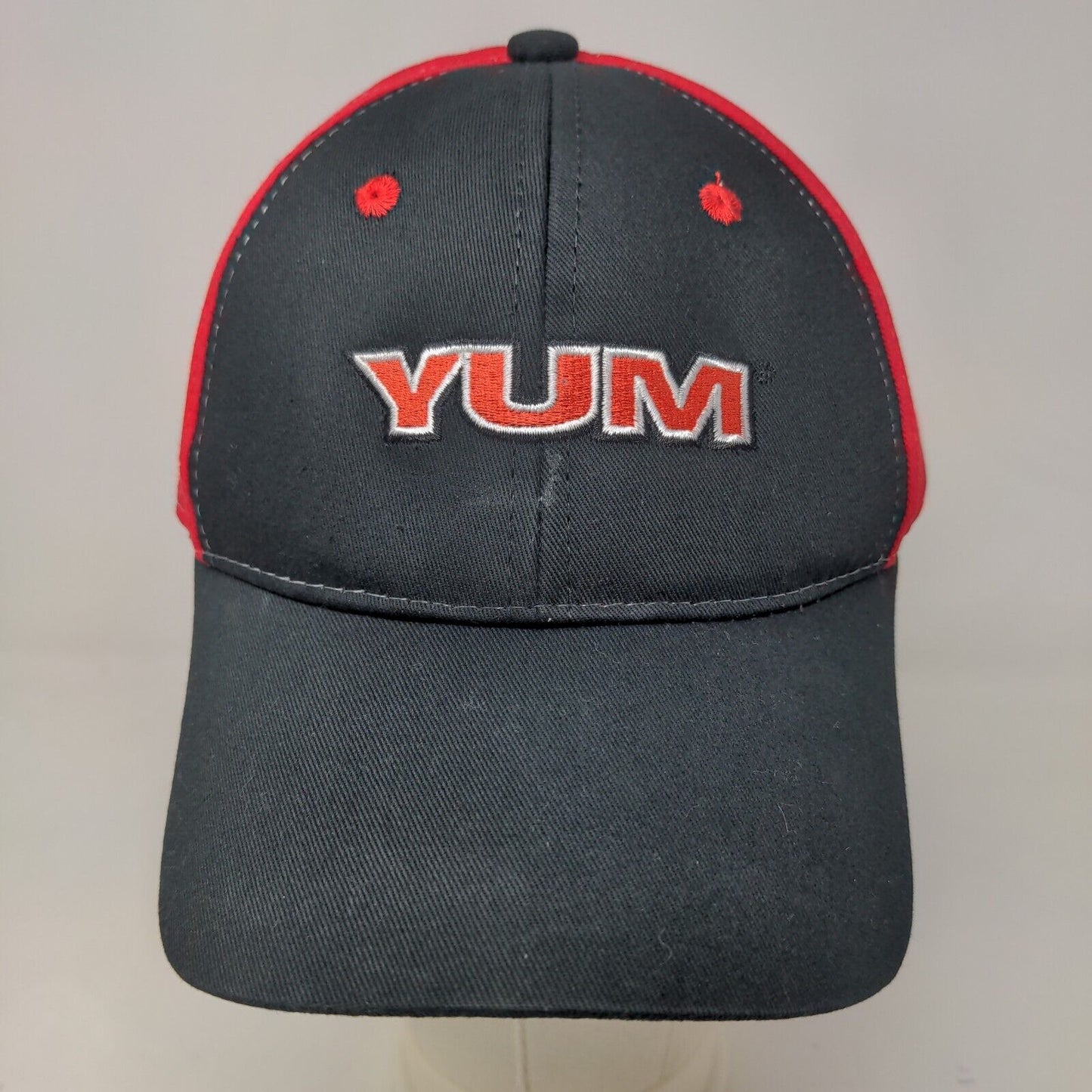 Yum Men's Strapback Hat Black Red Embroidered Logo Adjustable