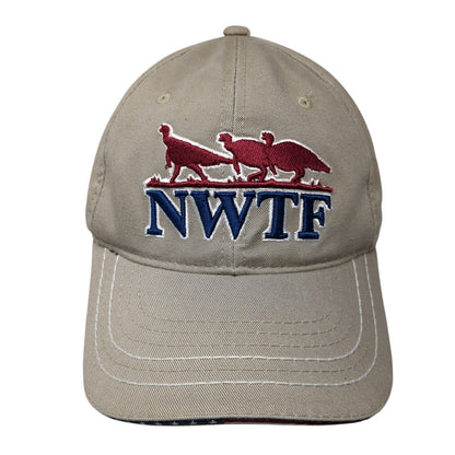 NWTF Strapback Hat Tan One Size Embroidered Vent Holes Outdoor Cap
