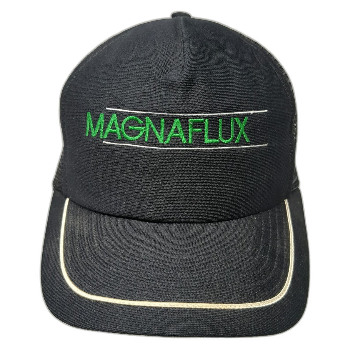 SKM Trucker Hat Black Green White One Size Magnaflux Snapback Mesh Made in USA