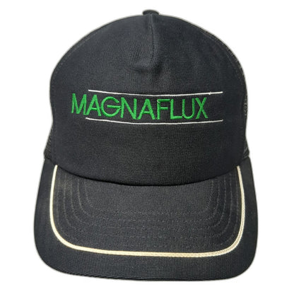 SKM Trucker Hat Black Green White One Size Magnaflux Snapback Mesh Made in USA