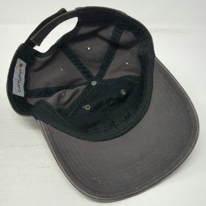 Carhartt Baseball Cap Gray One Size Leather Patch Strapback Canvas Workwear Hat
