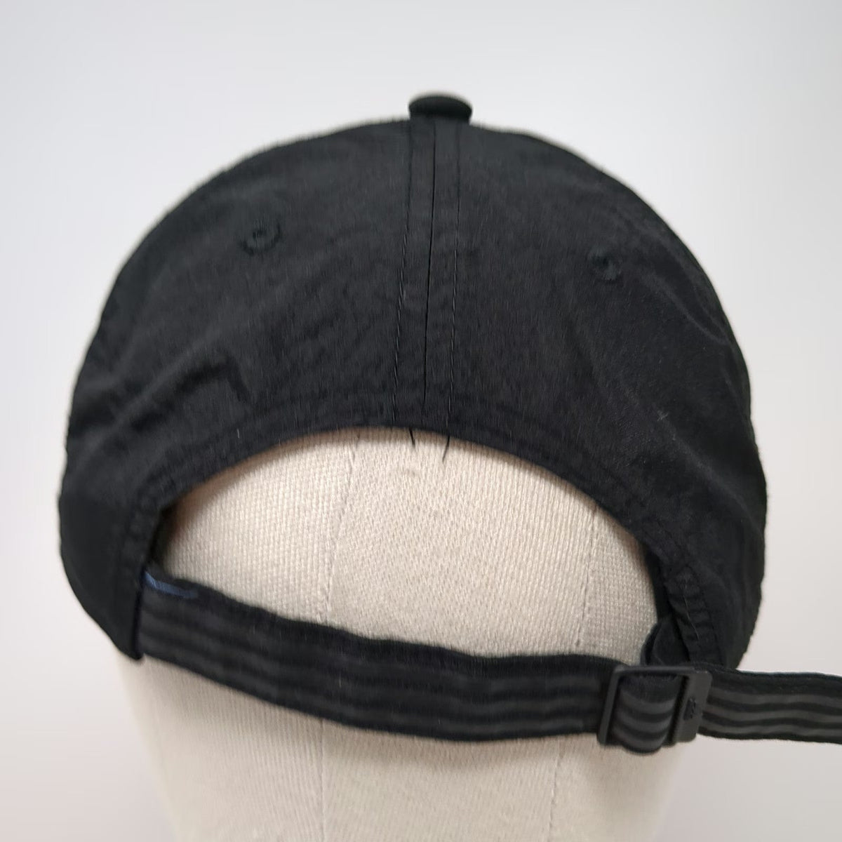 Adidas Baseball Cap Black One Size Slideback Nylon Three Stripe Logo Hat