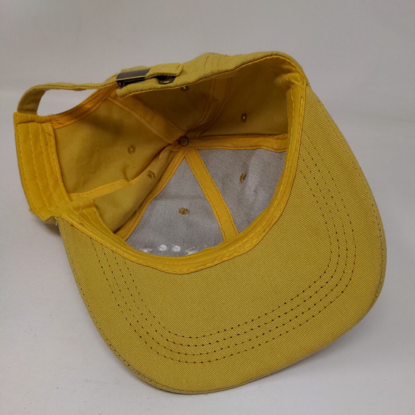 Smiley Face Slideback Hat Yellow One Size Solid Adjustable Embroidered