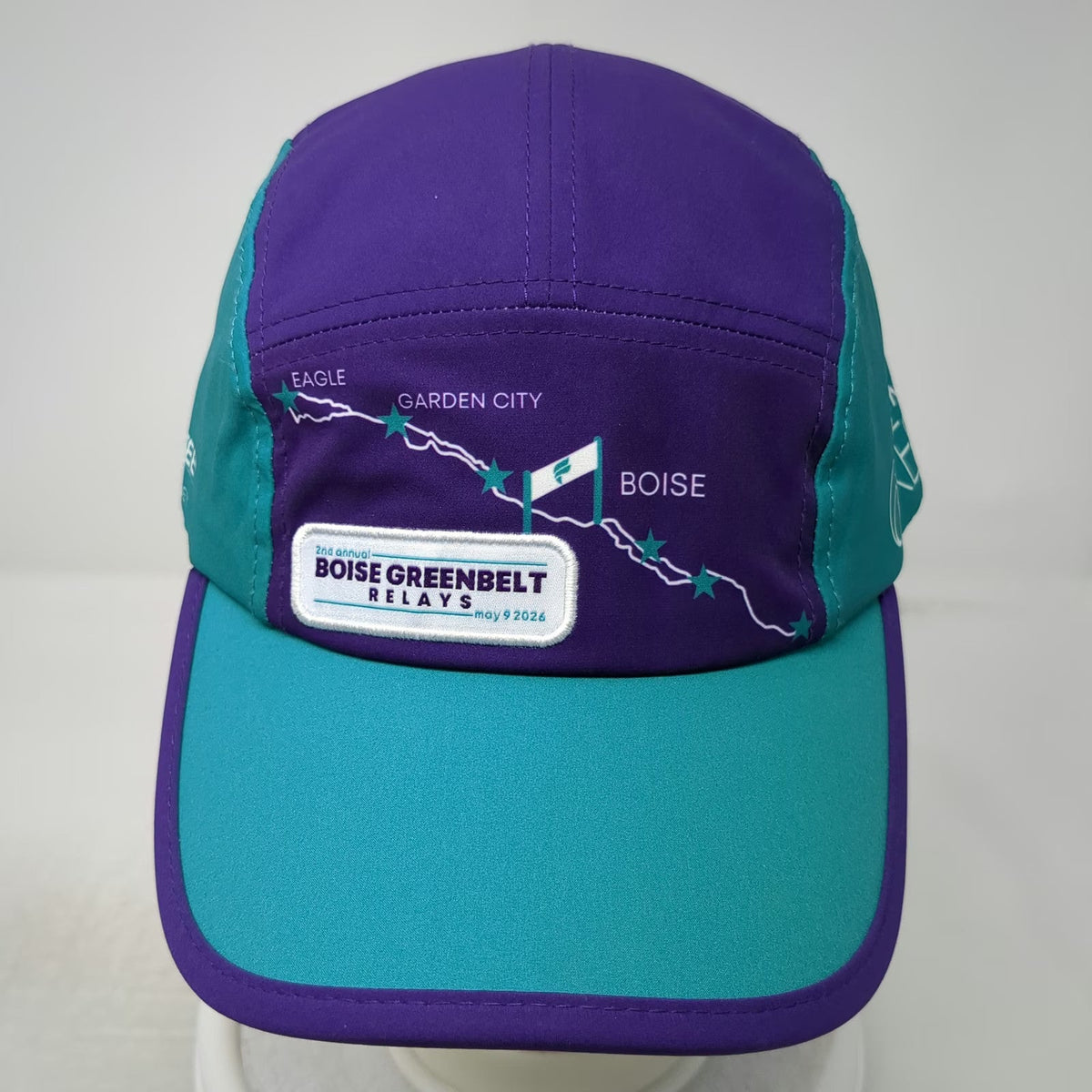 Fleet Feet 5 Panel Purple One Size Boise Greenbelt Relays Brooks Strapback Hat