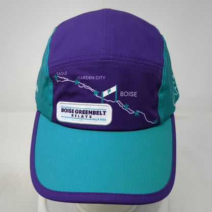 Fleet Feet 5 Panel Purple One Size Boise Greenbelt Relays Brooks Strapback Hat
