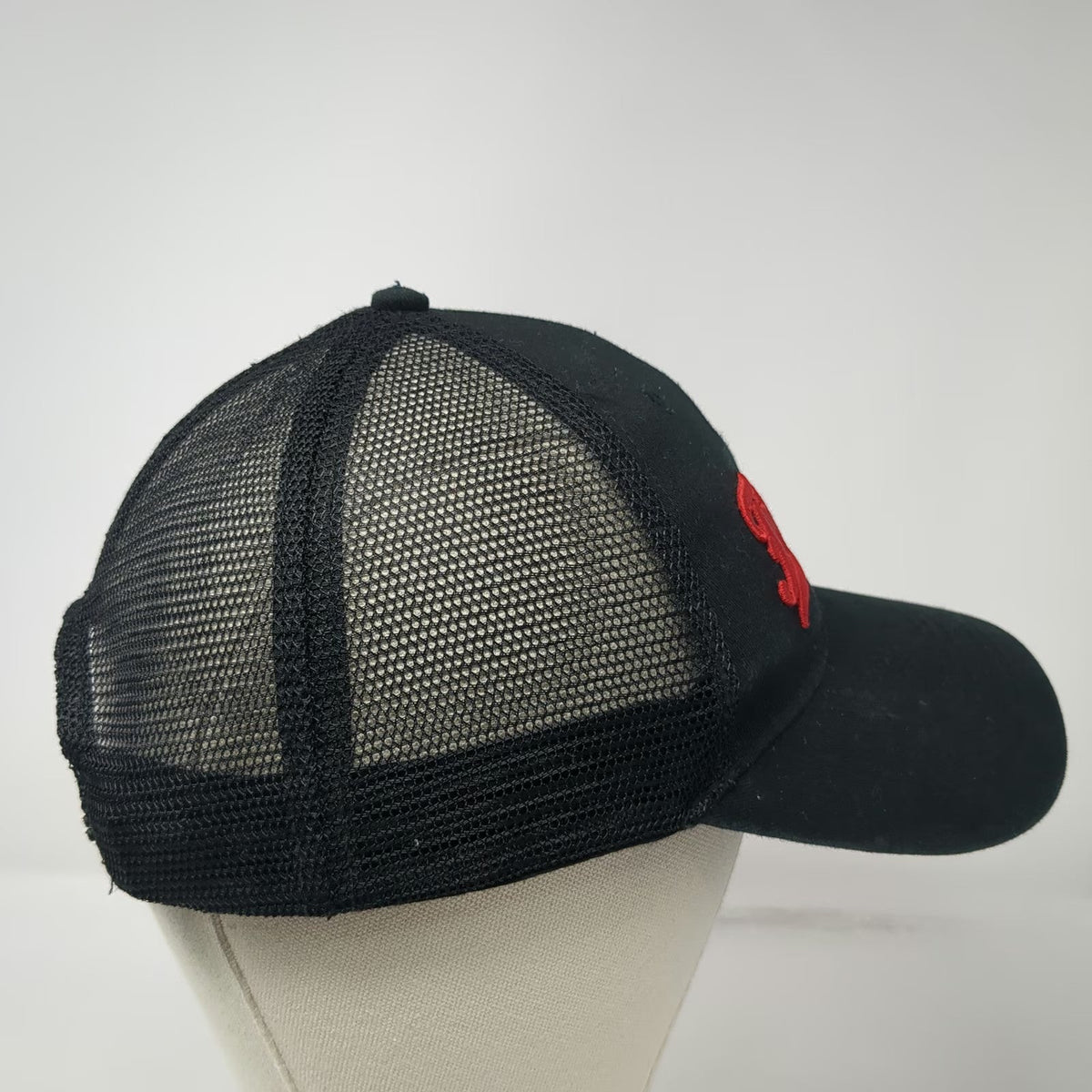 Freddy's Trucker Hat Black One Size Snapback Mesh Back Red Script Logo Graphic