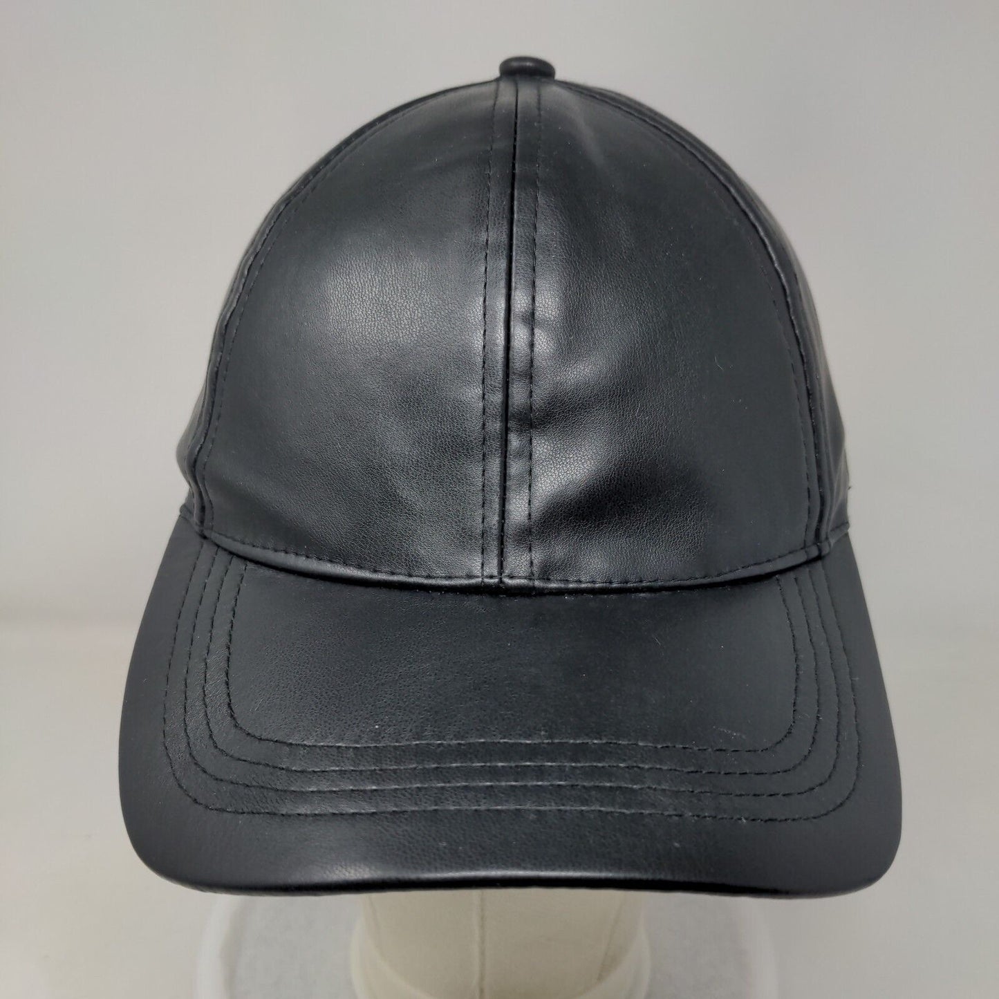 Unbranded Leather Slideback Hat Black One Size Adjustable Blank Polyester