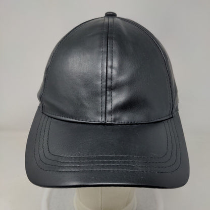 Unbranded Leather Slideback Hat Black One Size Adjustable Blank Polyester