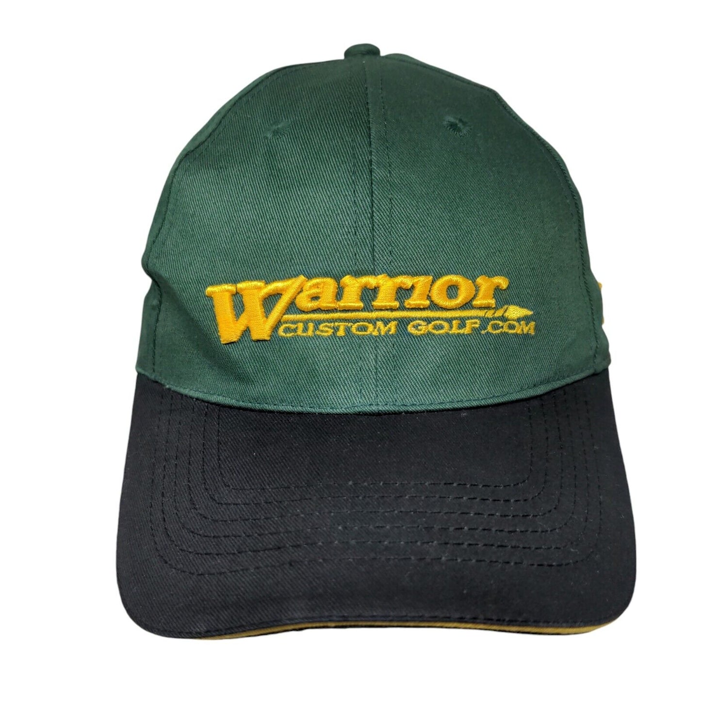 Warrior Custom Golf .Com Strapback Hat Green One Size Adjustable Embroidered
