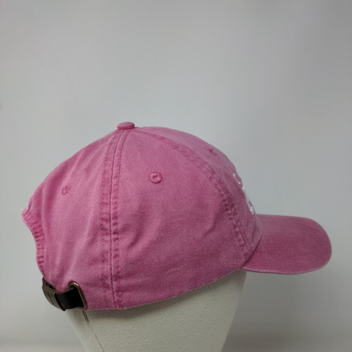 Think Pink Ribbon Slideback Hat Pink One Size Leather Strap Adams