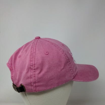 Think Pink Ribbon Slideback Hat Pink One Size Leather Strap Adams