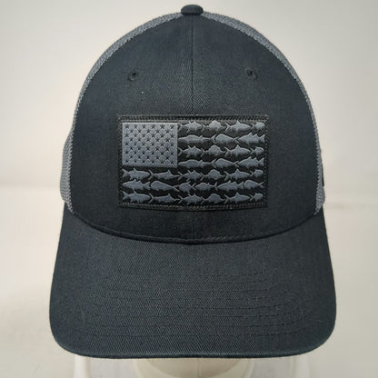 Columbia PFG Baseball Cap Black Gray One Size Mesh Back Fish Flag Fishing Hat