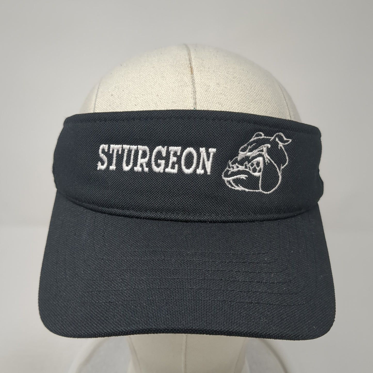 Sturgeon Sun Visor Hat Black OS Adjustable Embroidered 110 Flexfit Tech Yupoong