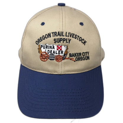 Headliner Baseball Cap Beige Blue One Size Purina Dealer Oregon Trail Supply Hat