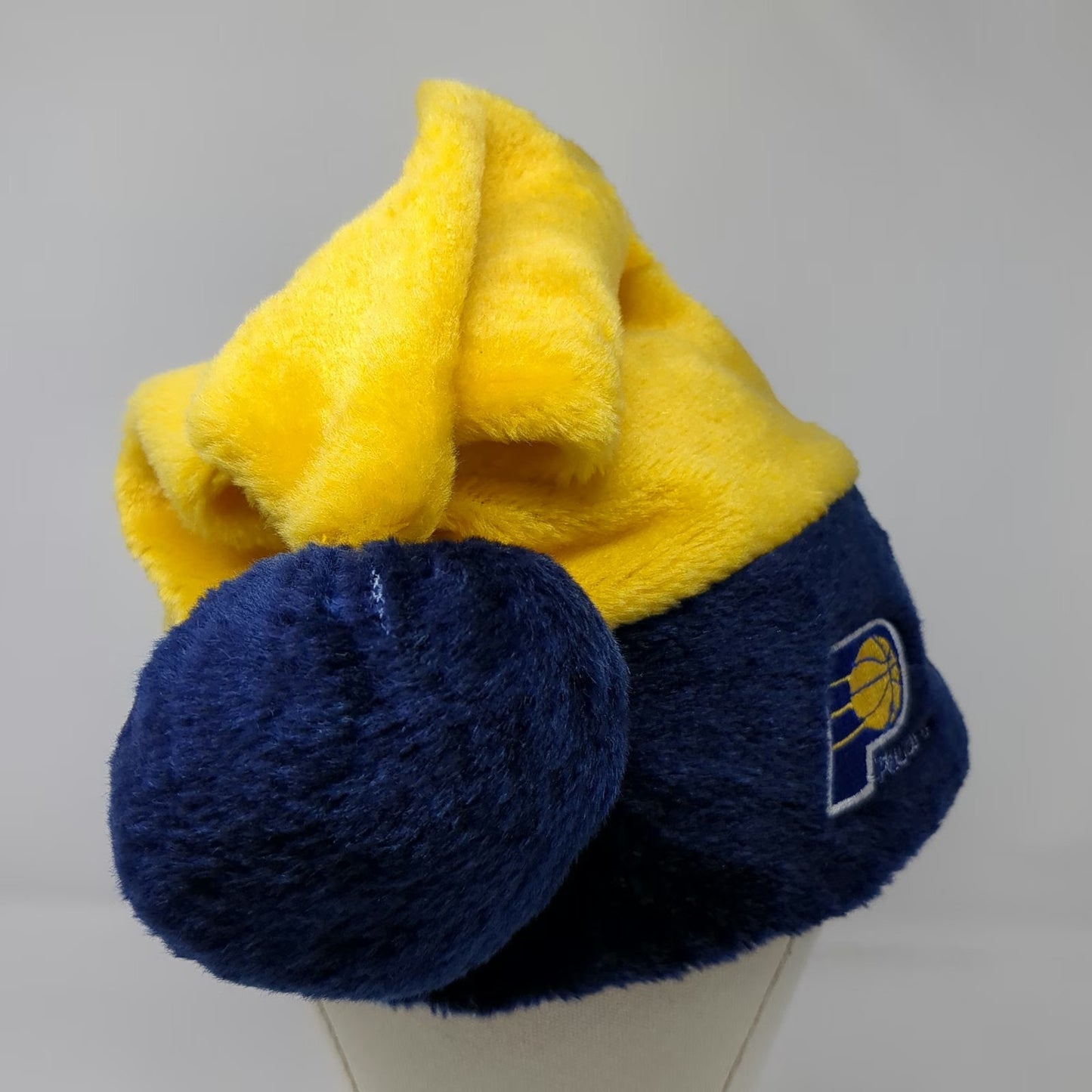 Indiana Pacers NBA Beanie Hat Yellow Blue One Size Chevy Chevrolet Logo Pom Fur