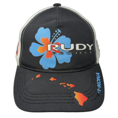 Rudy Project Trucker Hat Black One Size Snapback Hawaii Kona Hibiscus Flower