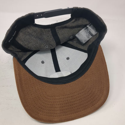 Brixton Snapback Hat Blue Brown One Size Denim Suede Flat Brim Logo Patch