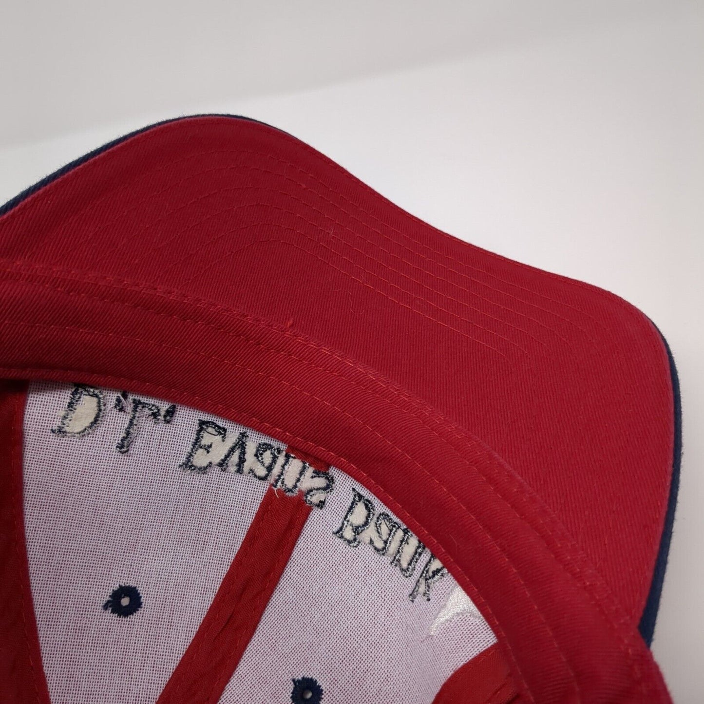 D.L. Evans Bank Strapback Hat Red One Size Adjustable Embroidered Cotton