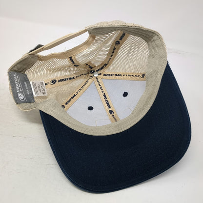 Mossy Oak Fishing Trucker Hat Blue One Size Snapback Mesh Logo Patch Bass Fish