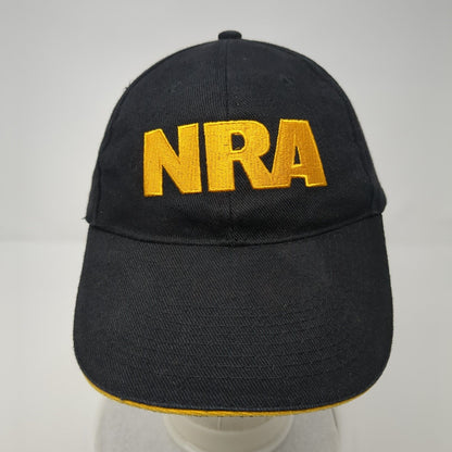 NRA Strapback Hat Black OSFA Adjustable Embroidered USA American Flag