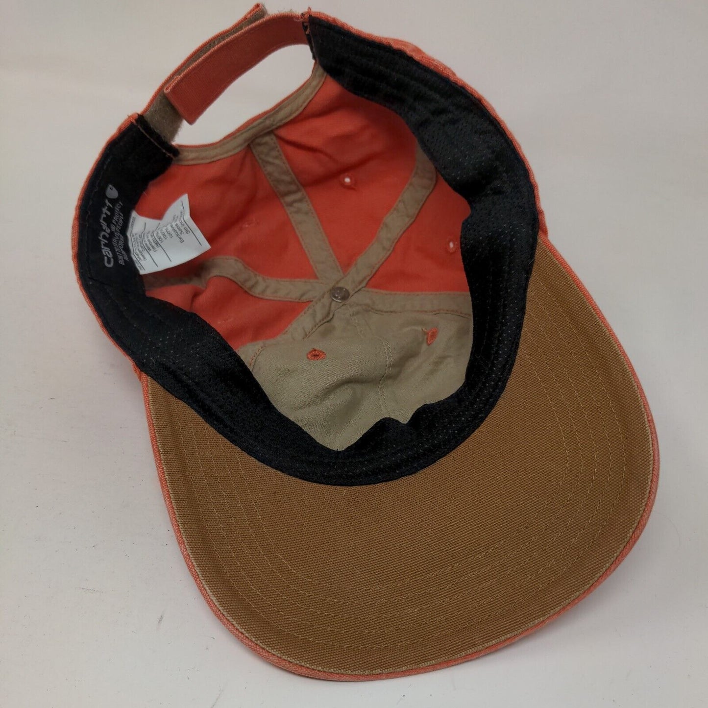 Carhartt Strapback Hat Orange OSFA Adjustable Patch Logo 6 Panel Cotton