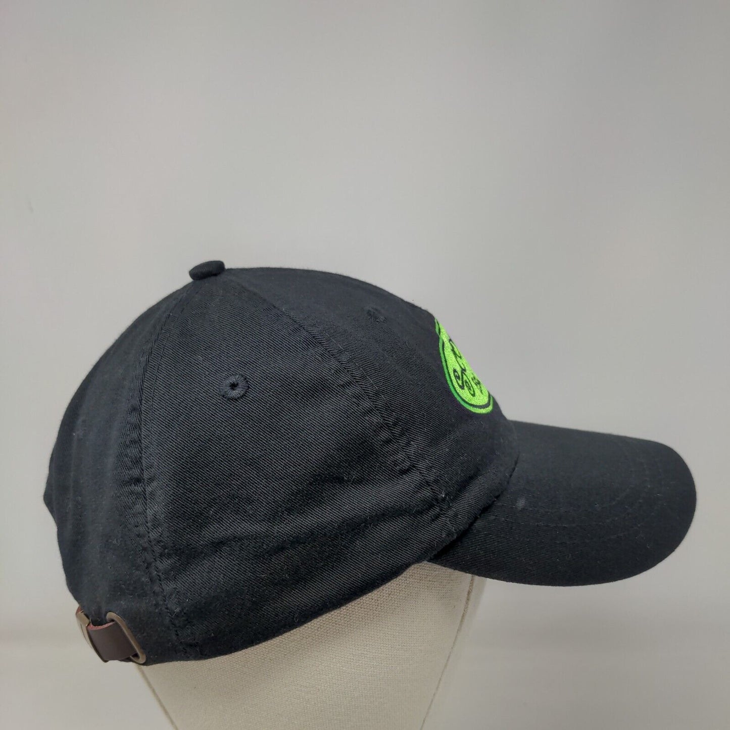 Scoops Est. 2003 Slideback Hat Black One Size Leather Strap Adams