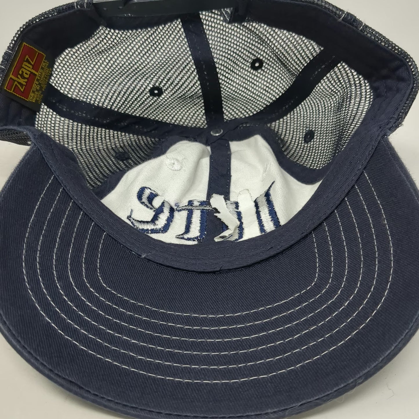 Zkapz Trucker Hat Blue One Size Miller Lite Beer Logo Mesh Snapback Contrast