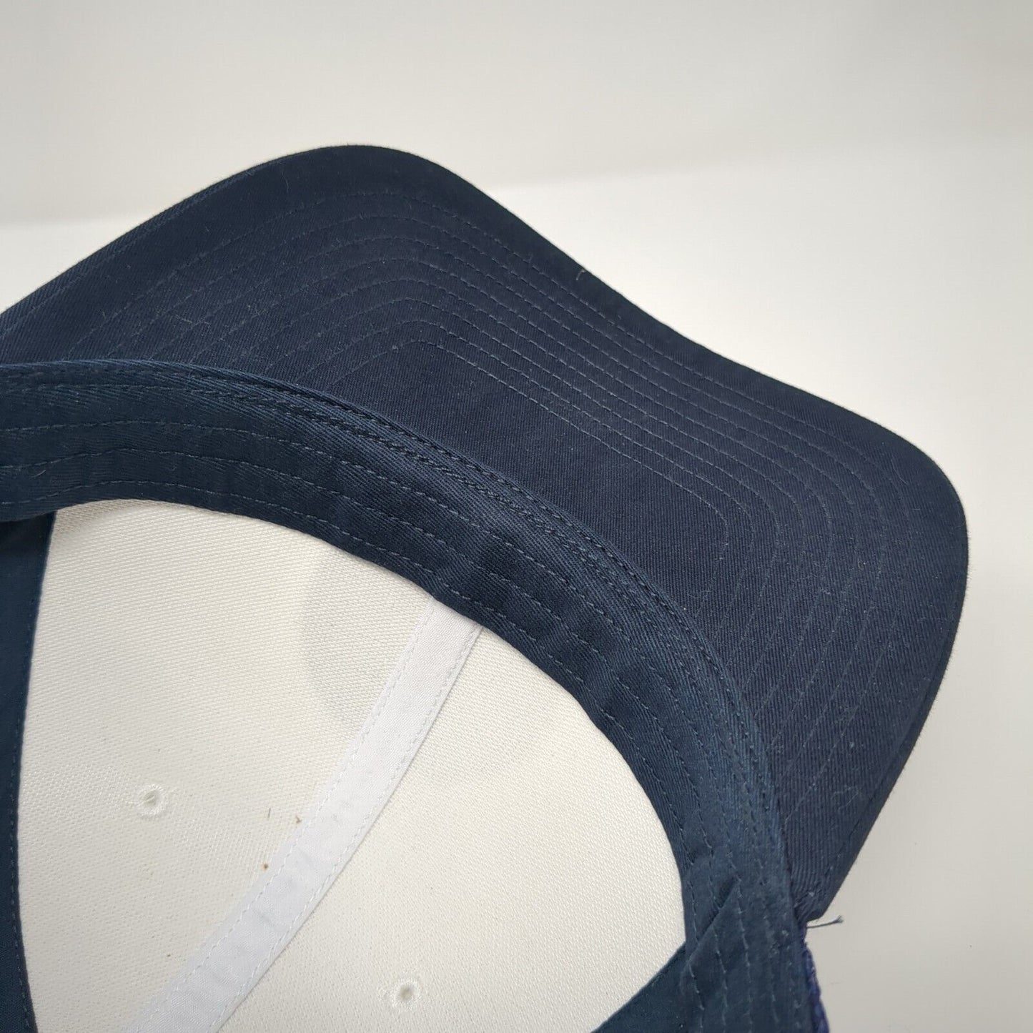 The Club Leather Patch Snapback Trucker Hat Blue One Size Mesh Back